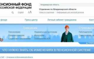 Официальный сайт отделения ПФР во Владимирской области